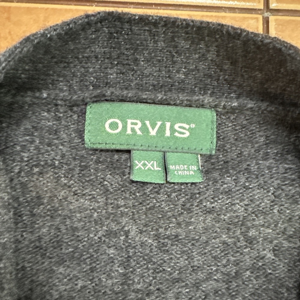 Orvis Cardigan Sweater Mens XXL Charcoal Gray 100% Lambswool V Neck Grandpa - Picture 4 of 9